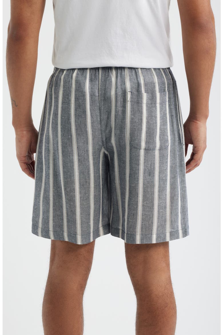 Textured Retreat Woven Cotton Drawstring Pajama Shorts, Alternate, color, NAVY/ BEIGE