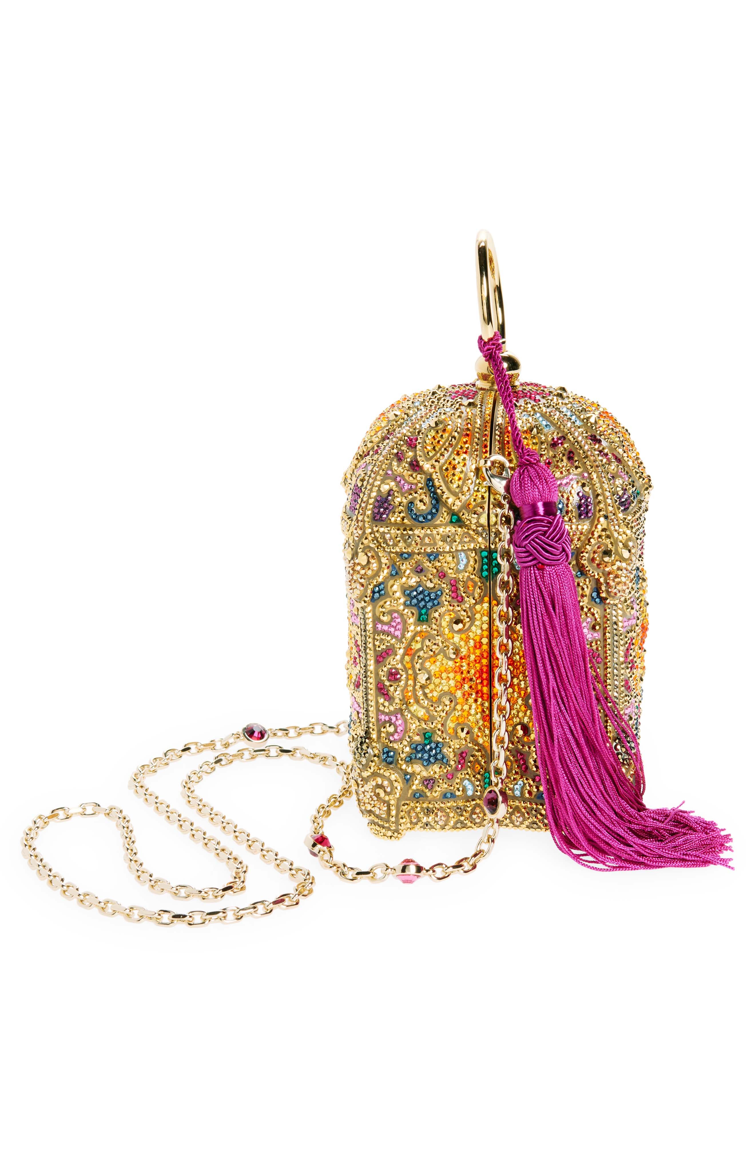 Judith Leiber Lantern Divine Crystal Embellished Clutch, Alternate, color, Champagne Aurum Multi