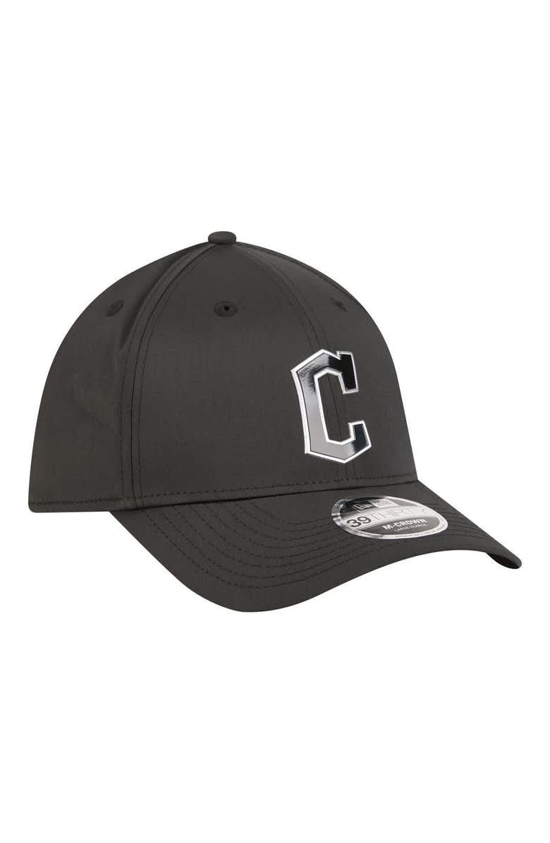 New Era Men's New Era  Black Cleveland Guardians Metallic 39THIRTY M-Crown Flex Hat, Alternate, color, Black