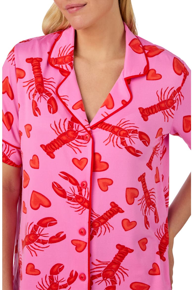 Piped Print Short Pajamas, Alternate, color, PINK