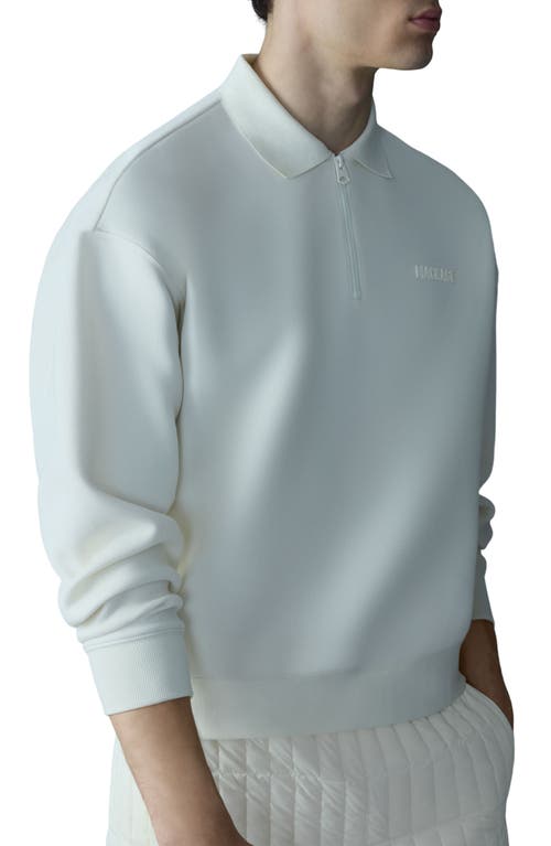Mackage Felix Half Zip Double Face Jersey Sweater In Cream