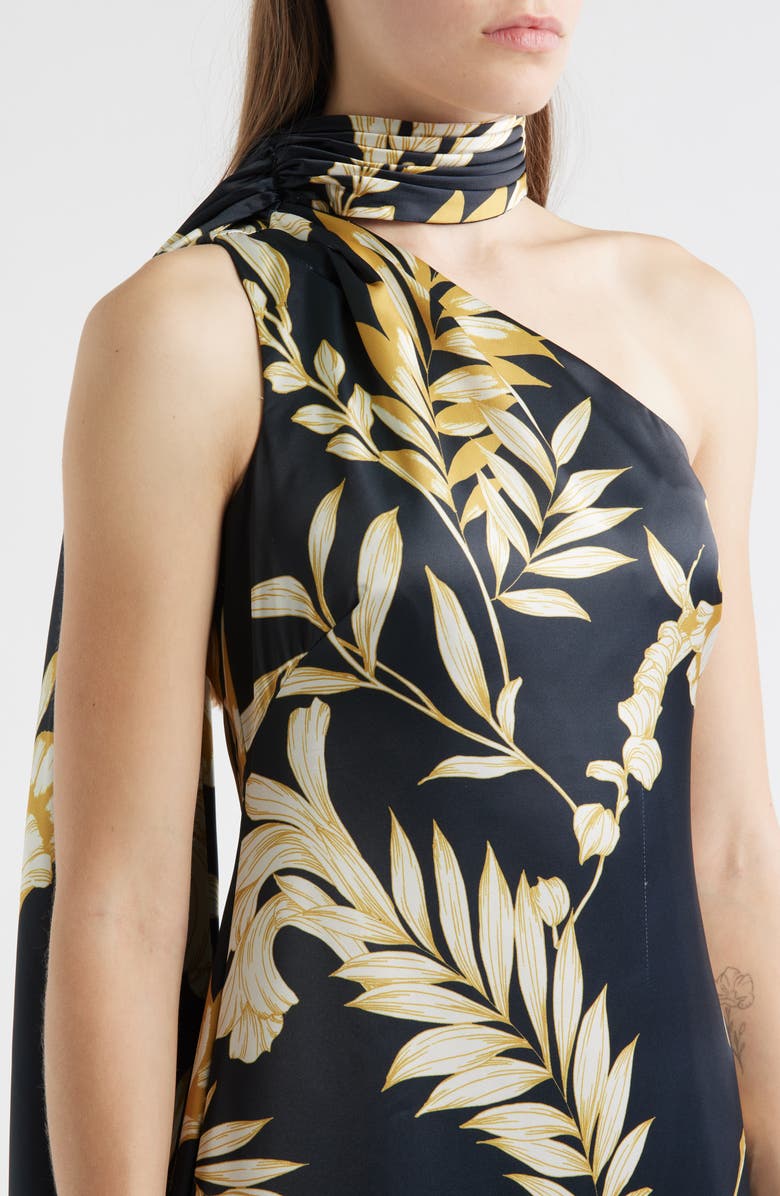 Vince Camuto Draped Satin Gown, Alternate, color, Black