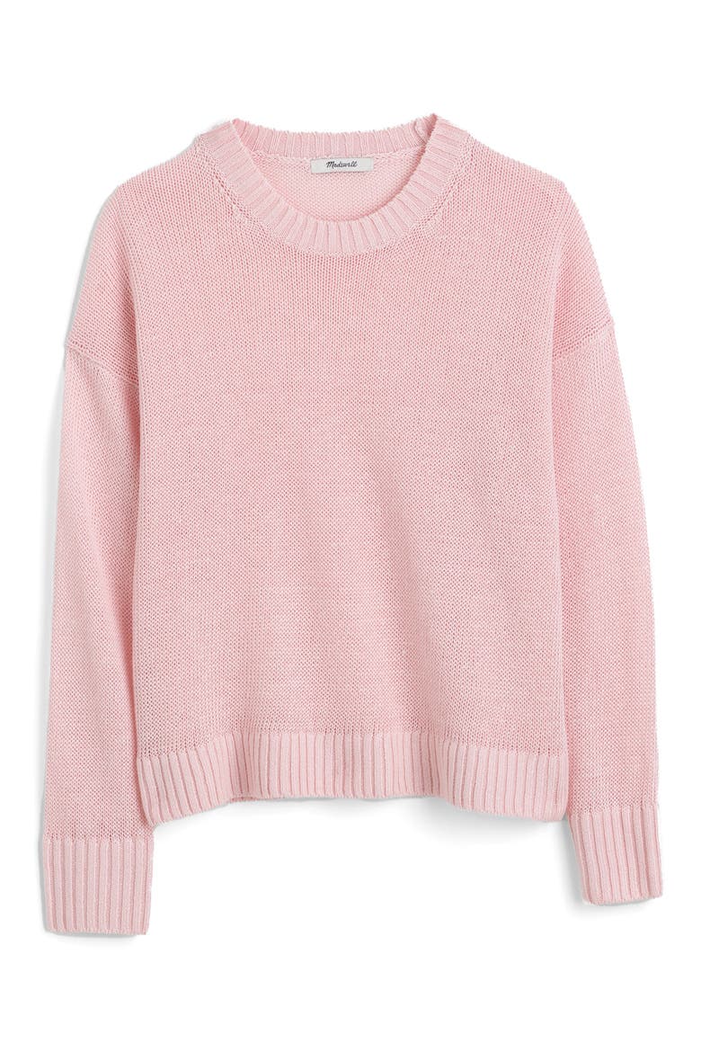 Linen Drop Shoulder Sweater, Alternate, color, PINK BLUSH