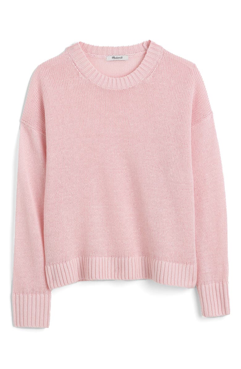Madewell Linen Drop Shoulder Sweater, Alternate, color, Pink Blush