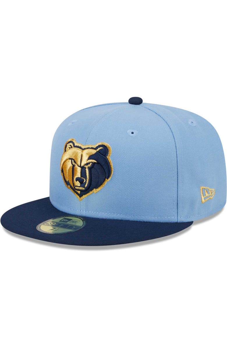 New Era Men's New Era Light Blue/Navy Memphis Grizzlies Gameday Gold Pop Stars 59FIFTY Fitted Hat, Alternate, color,