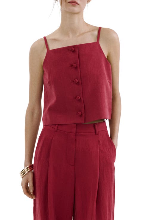 Square Neck Button Front Top (Plus)