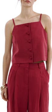 MANGO Square Neck Button Front Top