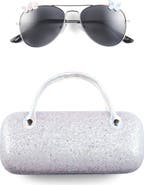 Capelli New York Kids' Butterfly Aviator Sunglasses & Glitter Case Set