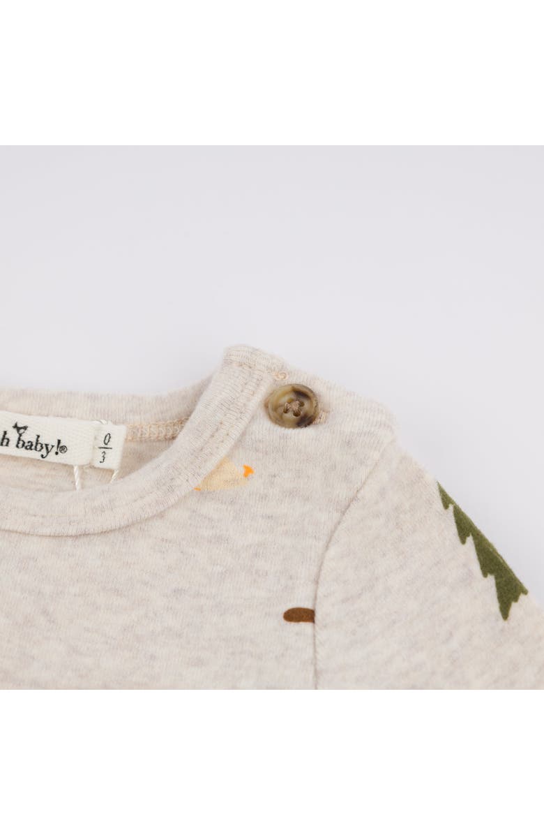 Oh baby! Brand Teddy Bear Face Print Pocket Romper- Infant, Alternate, color, Malt