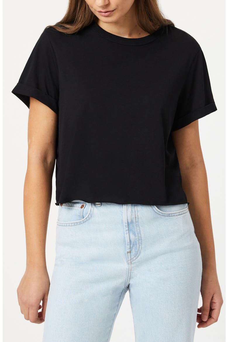 Raw Hem Crop T-Shirt, Main, color, BLACK