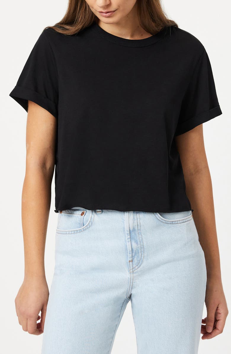 Mavi Jeans Raw Hem Crop T-Shirt, Main, color, Black