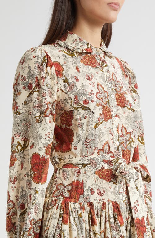 Ulla Johnson Simona Floral Print Long Sleeve Silk Minidress In Multi