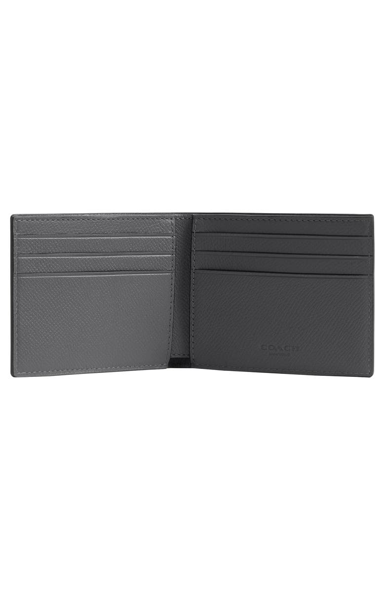COACH Signature Coated Canvas Bifold Wallet, Alternate, color, Grey Signature