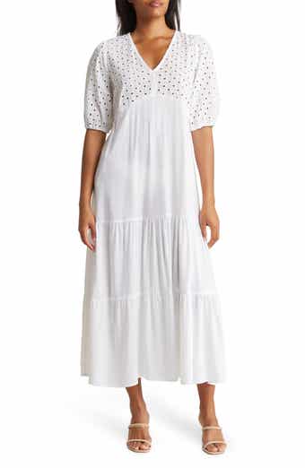 BOHO ME Tiered Short Sleeve Maxi Dress
