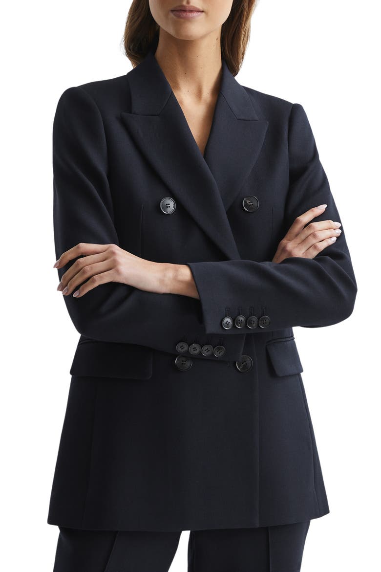 Kali Double Breasted Wool Jacket, Main, color, NAVY