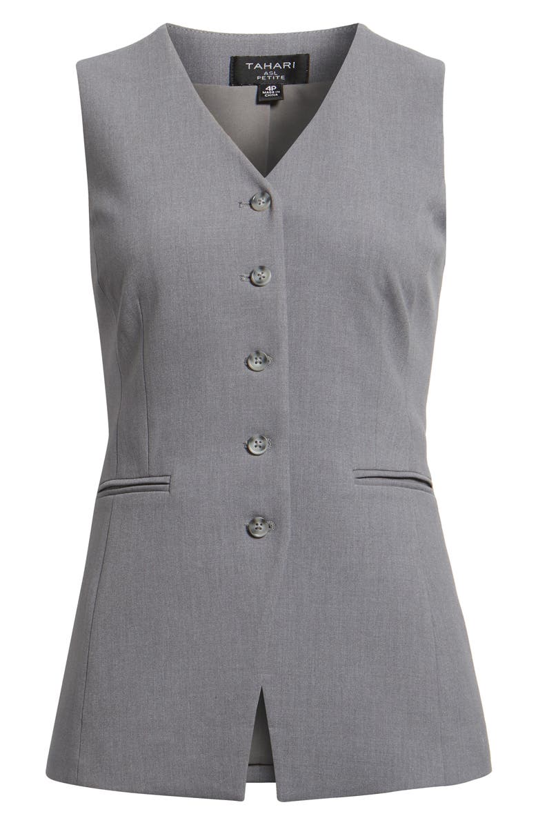 Tahari ASL Button-Up Vest, Alternate, color, Heather Grey