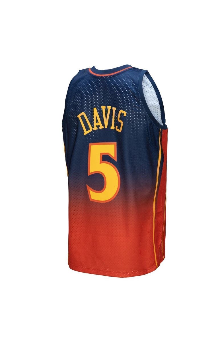Mitchell & Ness Men's Mitchell & Ness Baron Davis Navy/Orange Golden State Warriors 2006/07 Hardwood Classics Fadeaway Swingman Player Jersey, Alternate, color, 