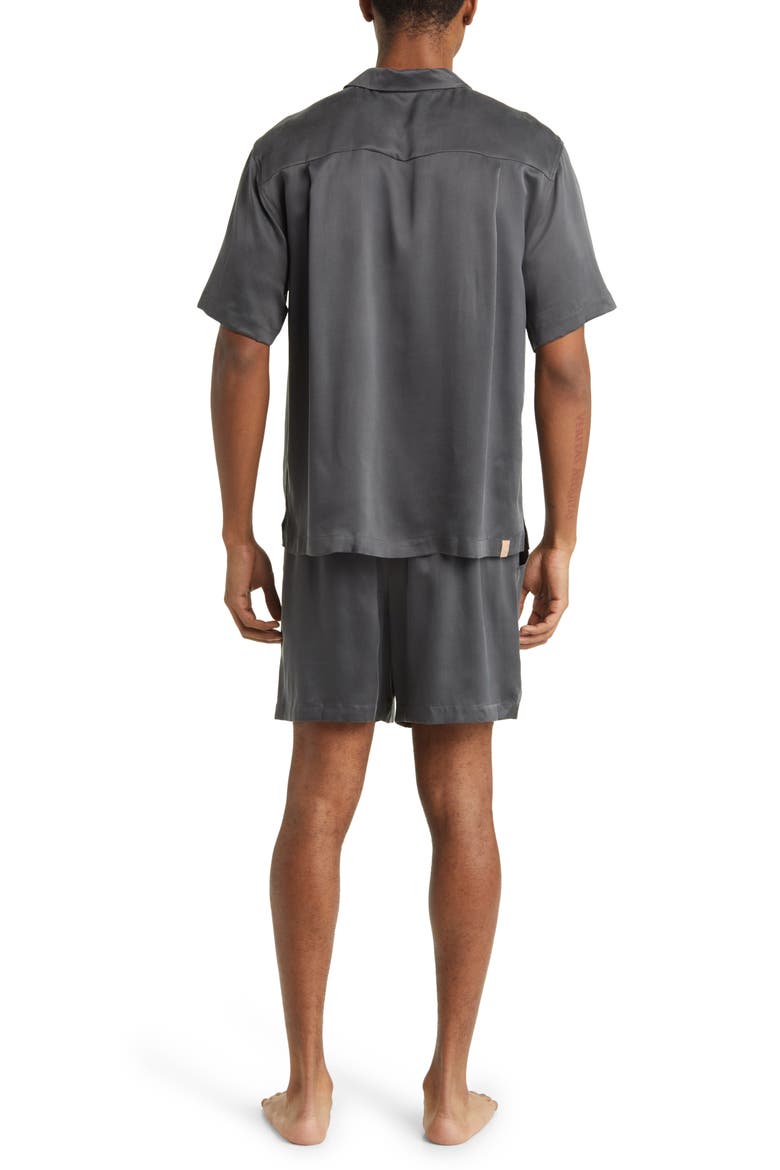 Washable Silk Button-Up Short Pajamas, Alternate, color, MEDITATIVE GREY