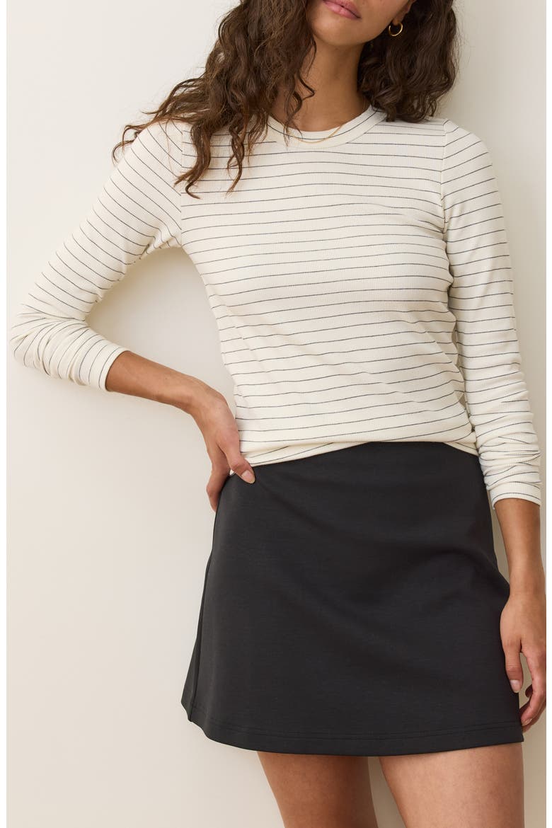 Lexi Stripe Sun-In Rib Long Sleeve T-Shirt, Main, color, WHITE/ BLACK STRIPE