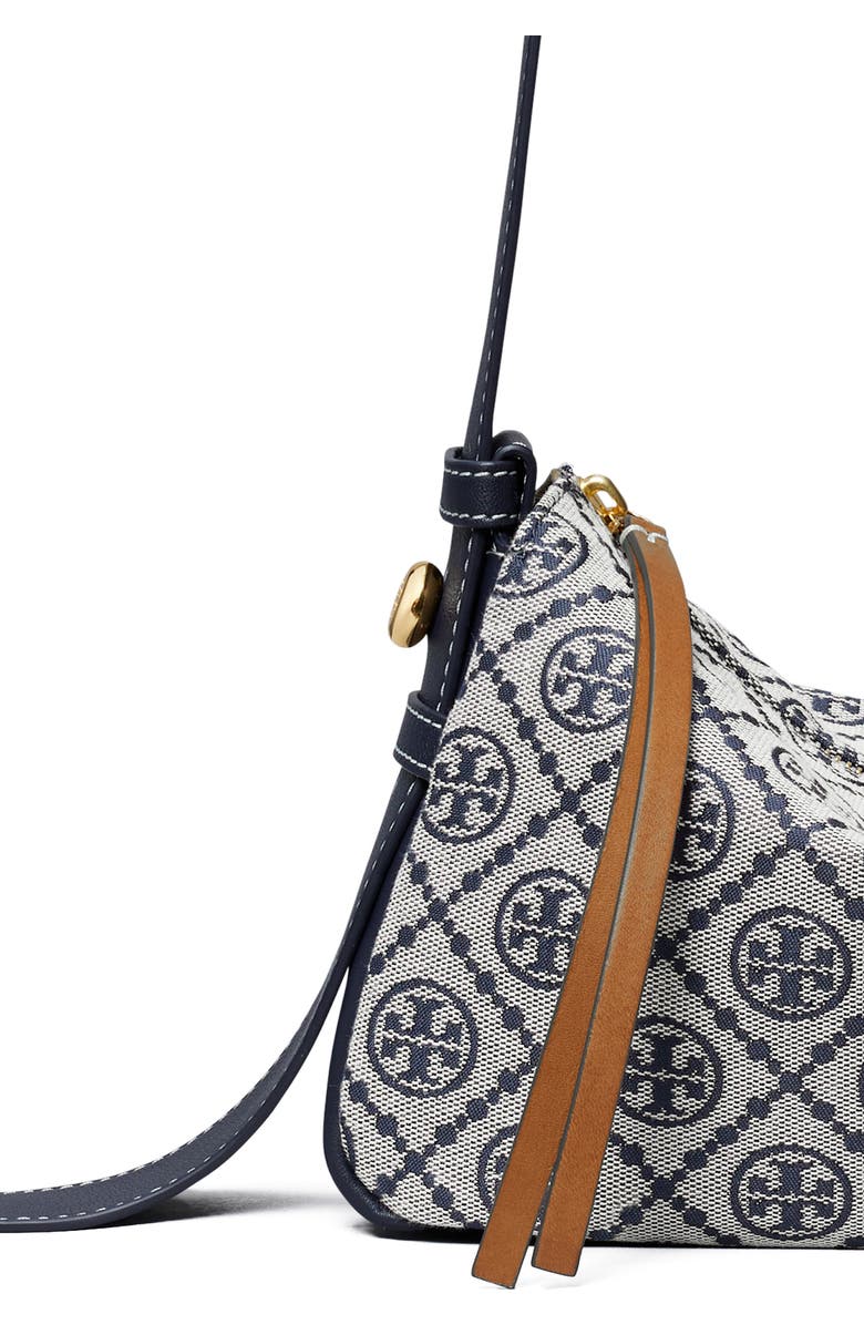 Tory Burch Small Romy T Monogram Canvas Shoulder Bag, Alternate, color, Tory Navy