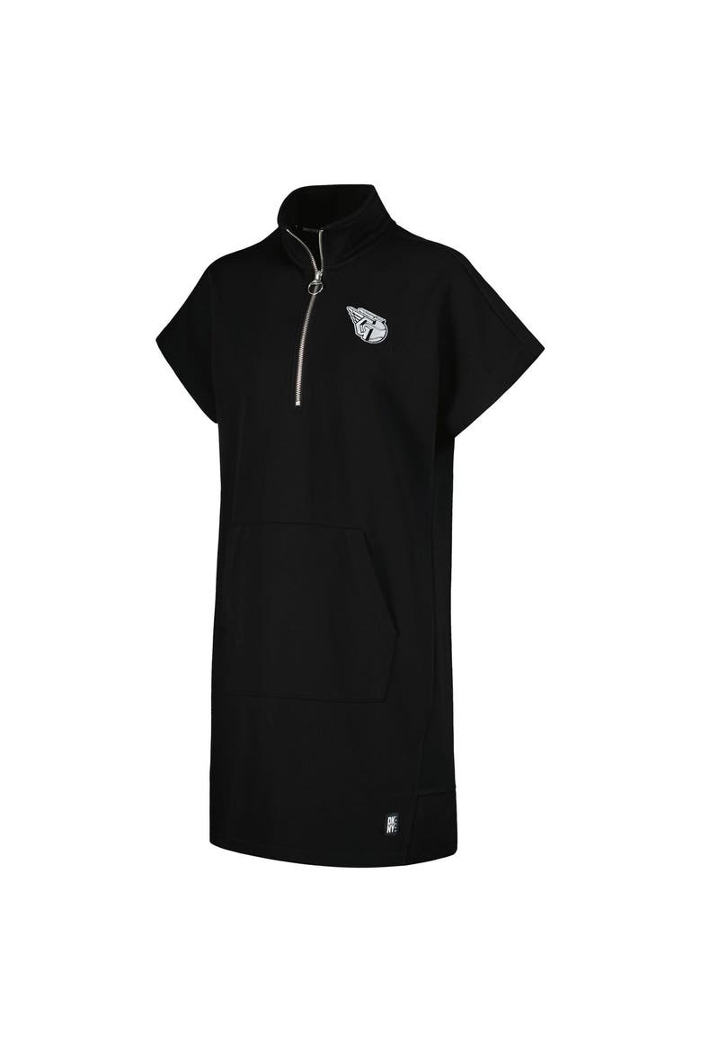 Women's DKNY Sport Black Cleveland Guardians Emily Quarter-Zip Sneaker Dress, Alternate, color, Black