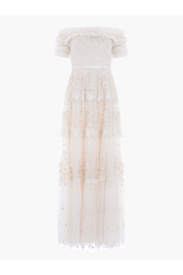 Midsummer Lace Off-shoulder Gown, Alternate, color, Cream