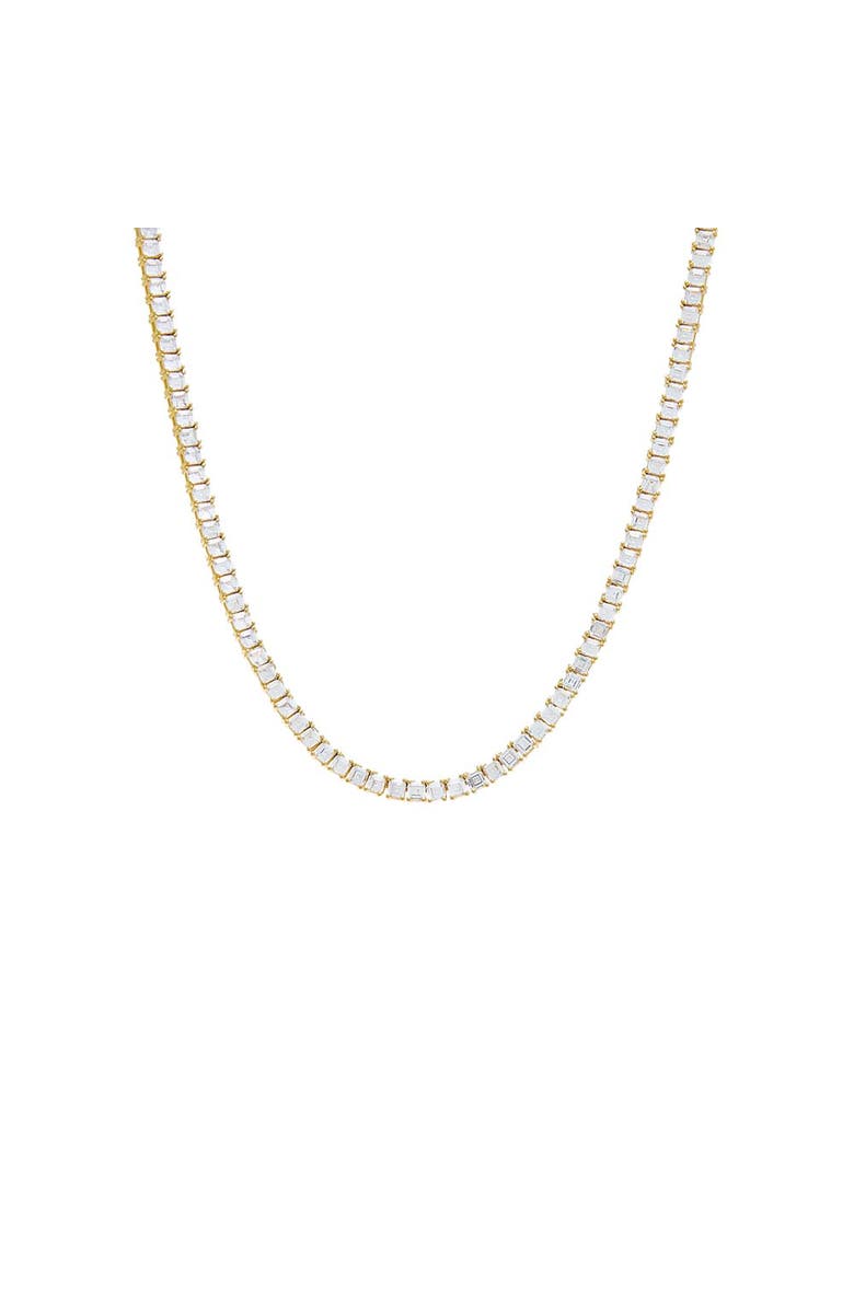 BY ADINA EDEN CZ Princess Cut Tennis Necklace, Main, color, Gold - 16In / 3Mm