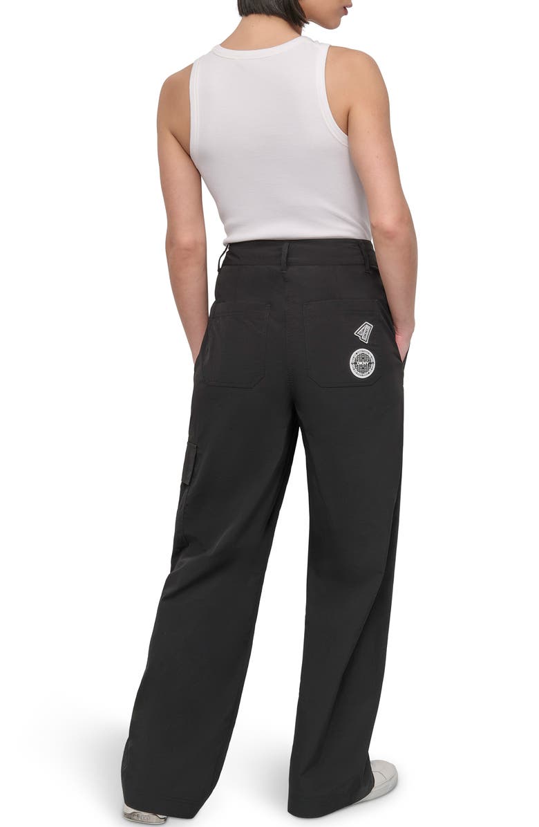 DKNY Pins & Patches Wide Leg Nylon Cargo Pants, Alternate, color, 