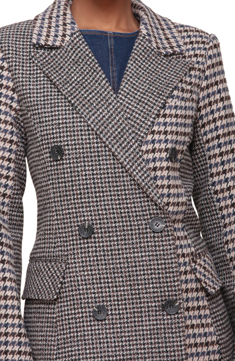 Avec Les Filles Colorblock Houndstooth Double Breasted Coat, Alternate, color, Navy Houndstooth