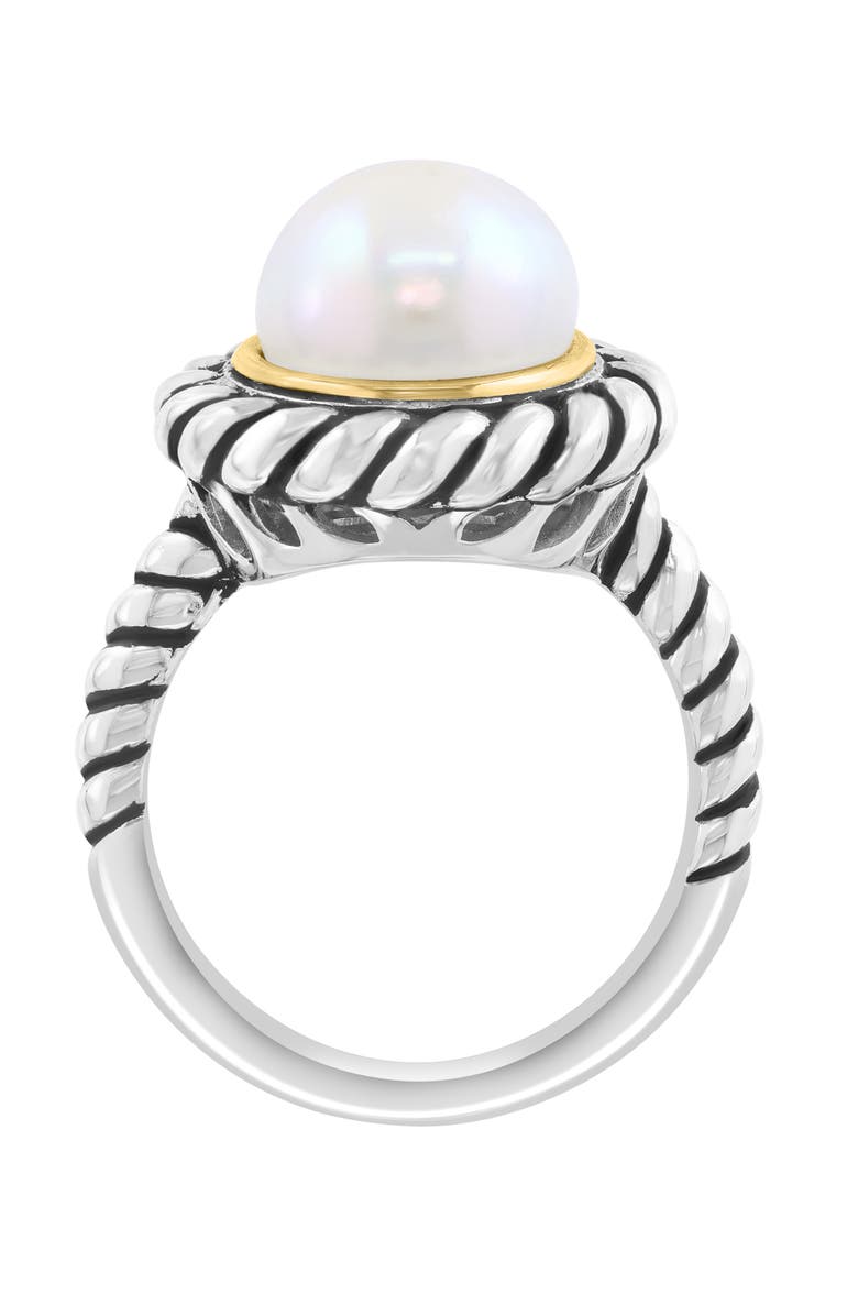 EFFY Sterling Silver & 14K Gold Freshwater Pearl Ring, Alternate, color, Silver/ White