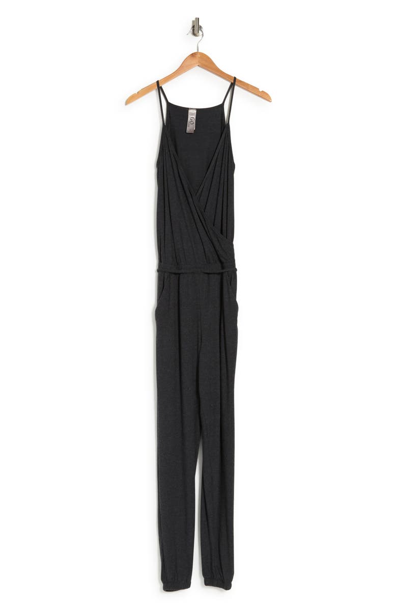 GO COUTURE Drawstring Sleeveless Jumpsuit, Alternate, color, Charcoal