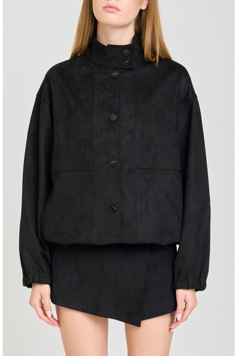 Parker Faux Suede Bomber Jacket, Main, color, BLACK