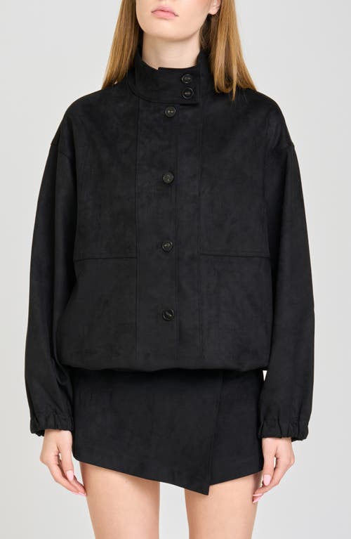 WAYF Parker Faux Suede Bomber Jacket in Black at Nordstrom, Size Medium