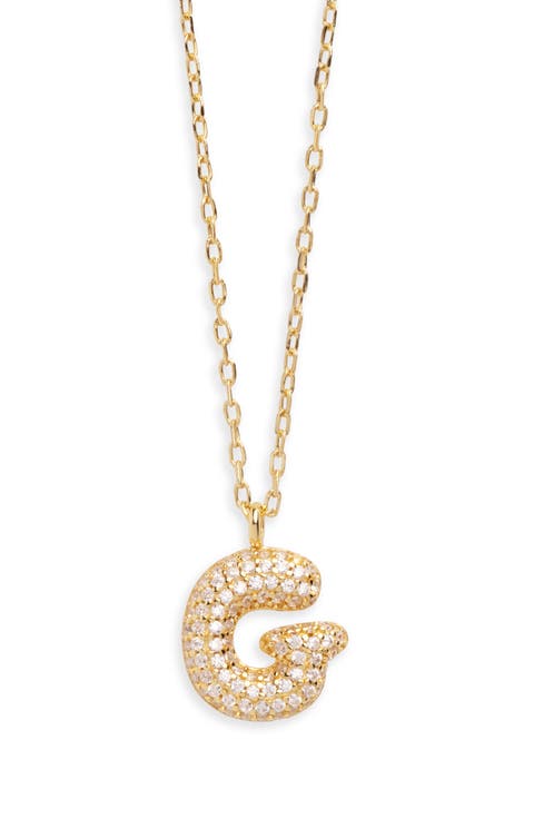 Cubic Zirconia Bubble Inital Pendant Necklace