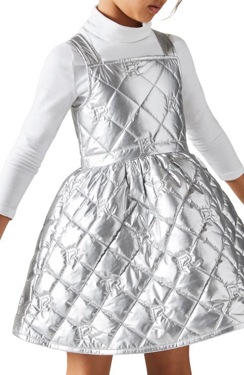 REISS REISS KIDS' JOEY JR. QUILTED METALLIC PINAFORE DRESS