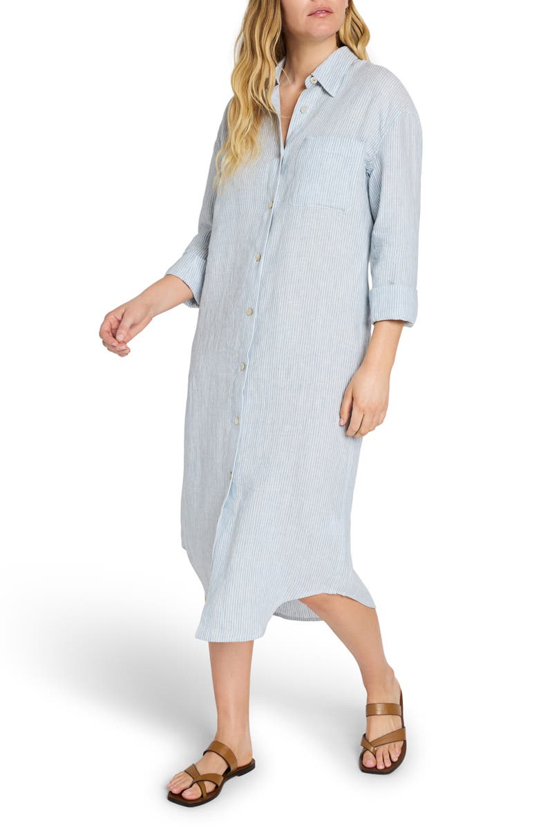 Faherty Laguna Linen Maxi Shirtdress, Alternate, color, 