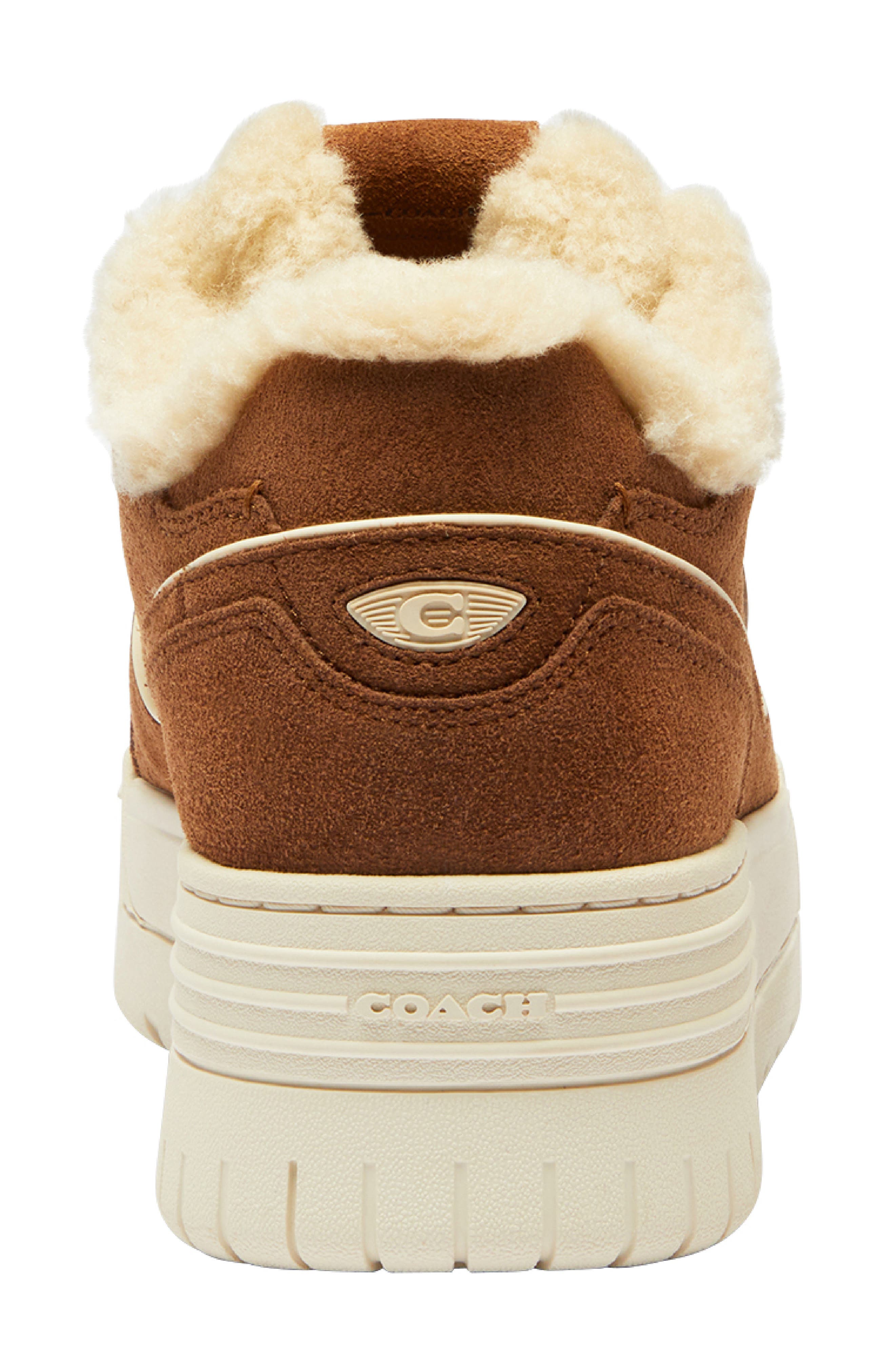 COACH Soho Genuine Shearling Trim Platform Sneaker, Alternate, color, Chalk/ Sable