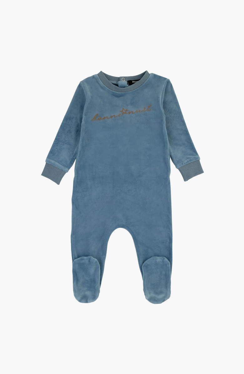 NoggiWear Bonne Nuit Velour Footie, Main, color, Dusty Blue