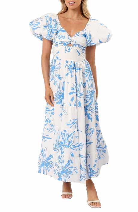 Petal & Pup Dominique Puff Sleeve Tiered Midi Dress