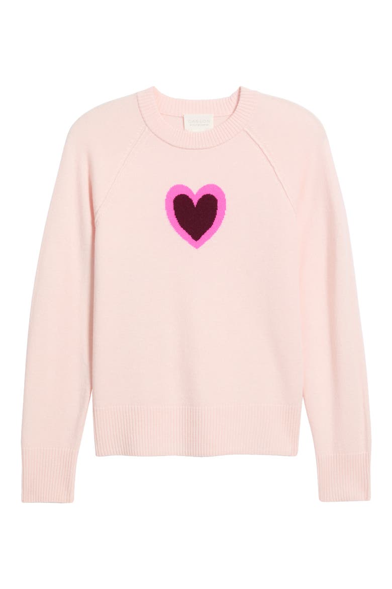 Wool & Cashmere Heart Intarsia Sweater, Alternate, color, PINK LAYERED HEART