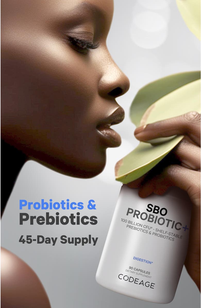Codeage SBO Probiotic 100 Billion CFU + Prebiotics Supplement, Alternate, color, White