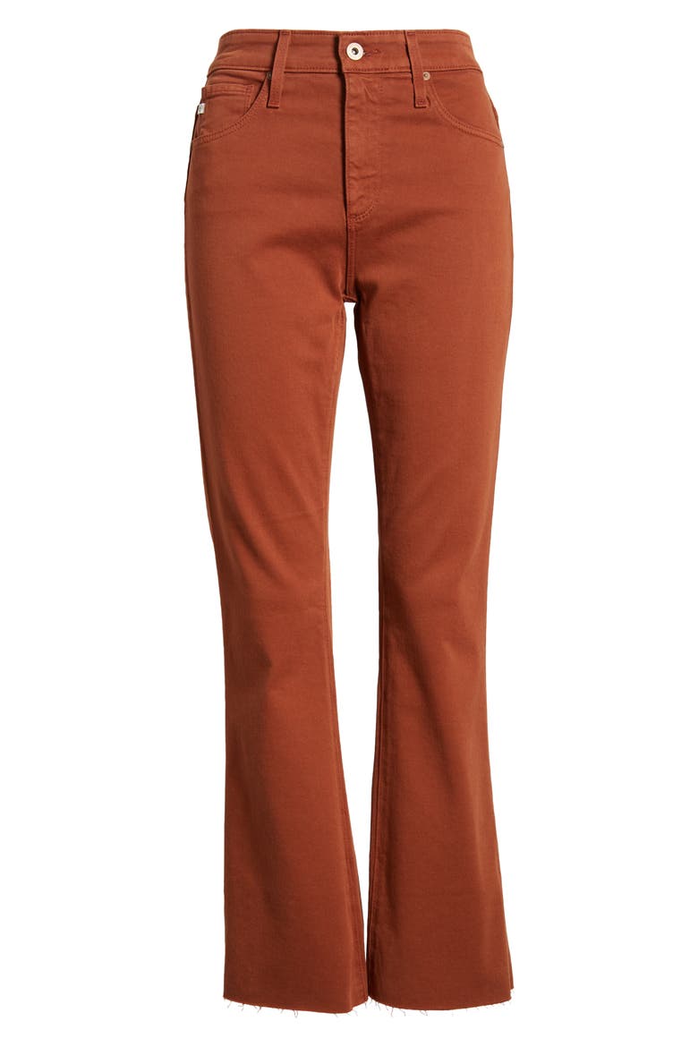 Farrah High Waist Raw Hem Crop Bootcut Jeans, Alternate, color, SPICED MAPLE