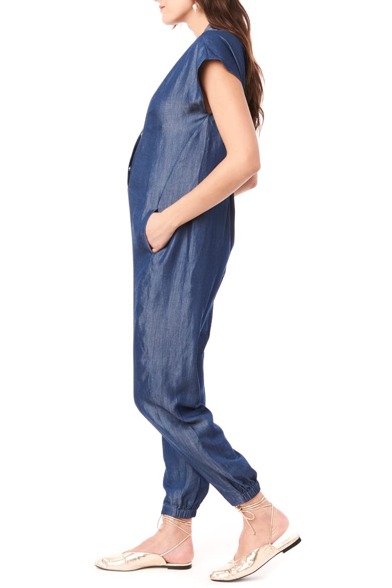 Celia Maternity/Nursing Jumpsuit, Alternate, color, BLUE DENIM
