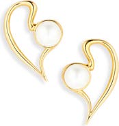 Oscar de la Renta Small Heart Faux Pearl Earrings