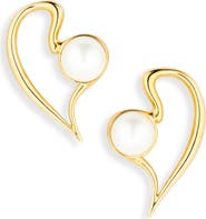 Oscar de la Renta Small Heart Faux Pearl Earrings