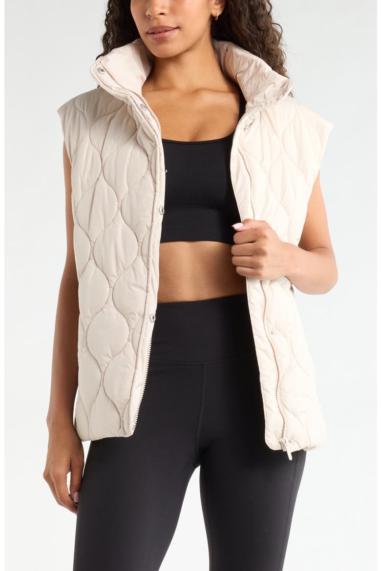 Skyline Belted Puffer Vest, Main, color, GREY PEBBLE