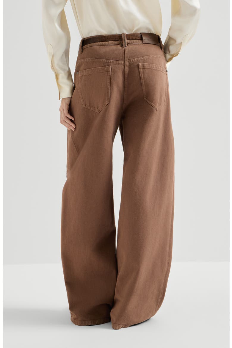 Dyed denim wide trousers with monili, Alternate, color, Dattero