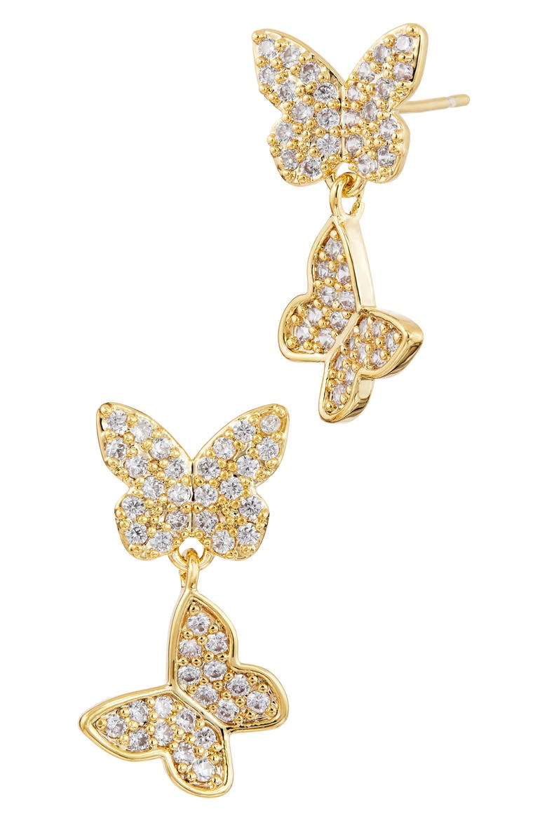 Double Butterfly Drop Earrings, Main, color, YELLOW