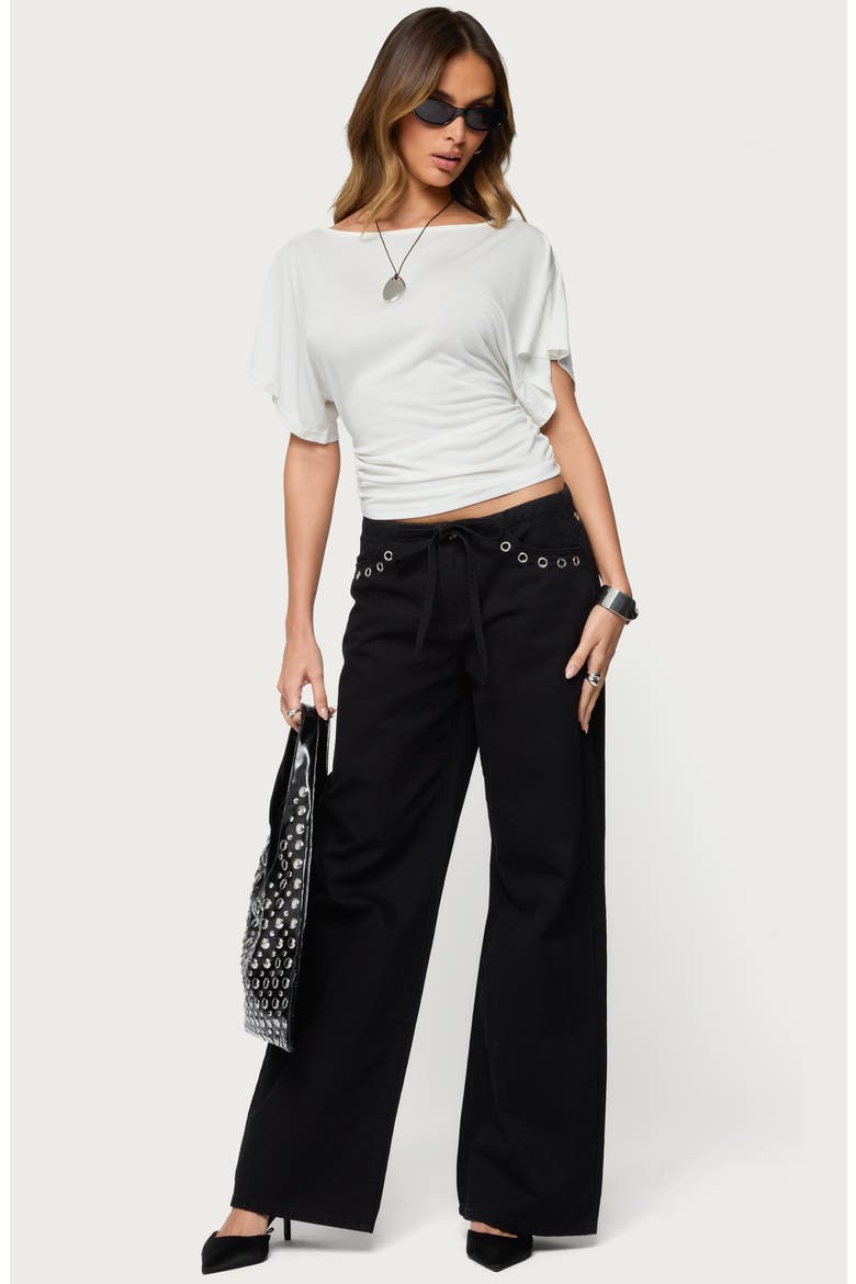 Abriana Ruched Waist Top, Alternate, color, WHITE