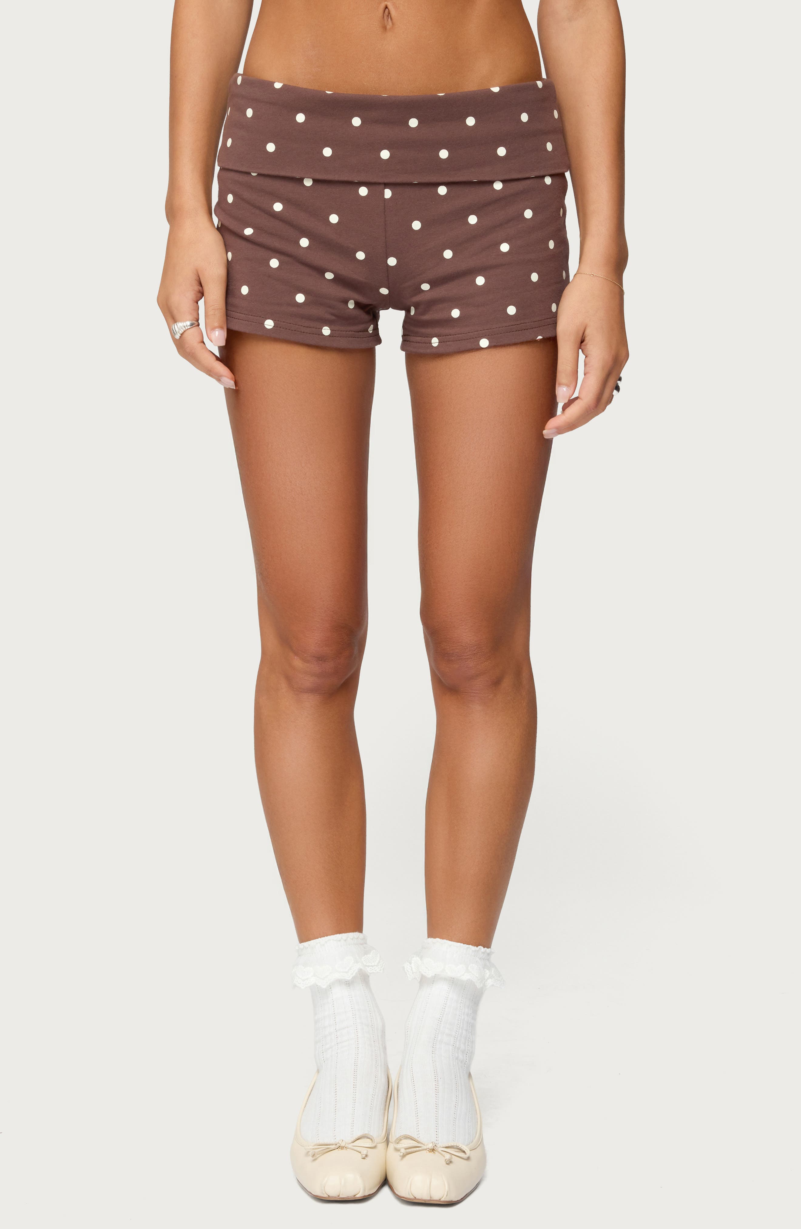 Chelsie Polka Dot Foldover Shorts